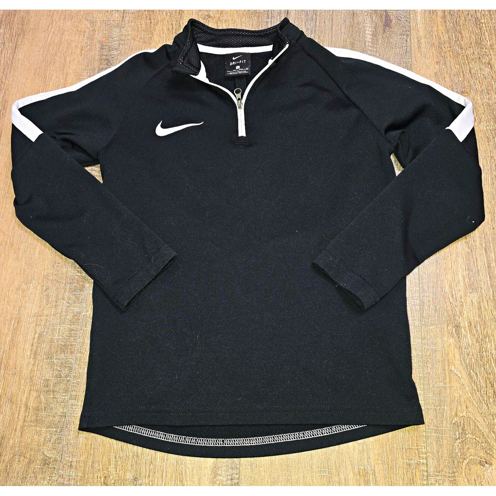 Nike Dri-FIT 1/4 Zip Pullover Black White Athletic Golf Running Top XS